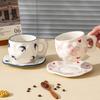 Korean ins style, hand-painted flower handmade ceramic coffee cup, ceramic milk coffee cup and saucer set