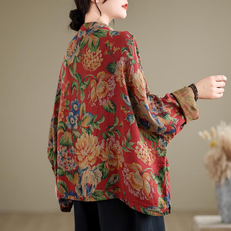 Real Shot 2025 Cotton Linen Frog Button Shirt Retro Cardigan Top