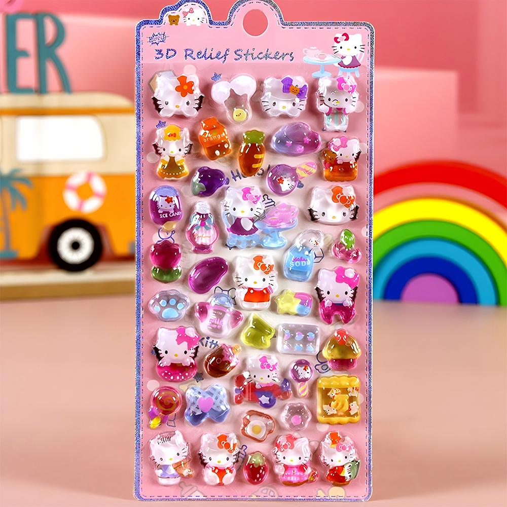 Kawaii Kuromi Pochacco Cinnamoroll Crystal Stickers Sanrio 3D Relief Decals Cute Decorative Stationery Planner Phone Case