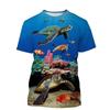 Underwater World Animal T-shirt Men's Clothing 3D Print Funny Sea Tortoise T Shirts Casual Harajuku Outdoor Trend Round Neck Tee