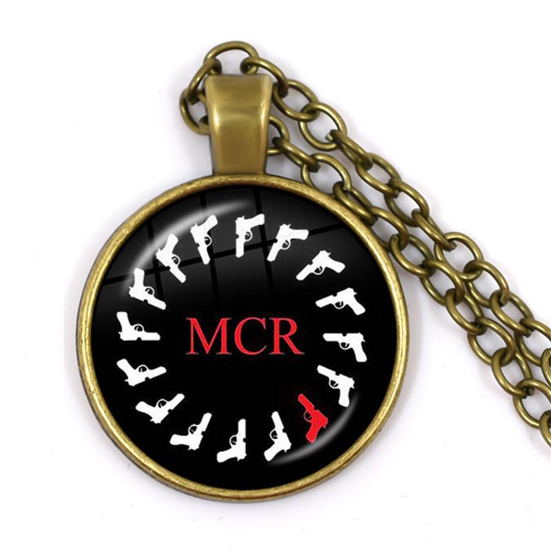 Punkové náhrdelníky Rocková kapela My Chemical Romance Kulatá skleněná kopule Kabošon Náhrdelník Módní Fanoušci Článkový řetěz Šperky
