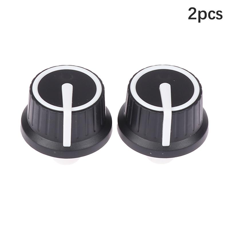 2Pcs Black White Rubber Half Shaft Knob Potentiometer Rotary Encoder Volume Switch Cap 25*25.5Mm