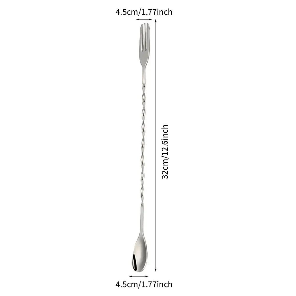 Stainless Steel Stir Bar Spoon Mixing Ounces Cocktail Spoon Spiral Pattern Bartender Tools Teadrop Spoon Bar Tool