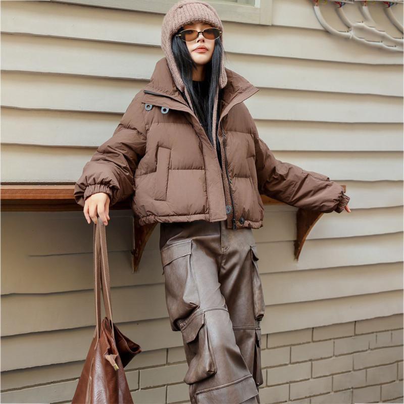 

Короткая розовая куртка-пуховик для женщин, новый зимний стиль для невысоких людей, утолщенный 90% белый утиный пух M