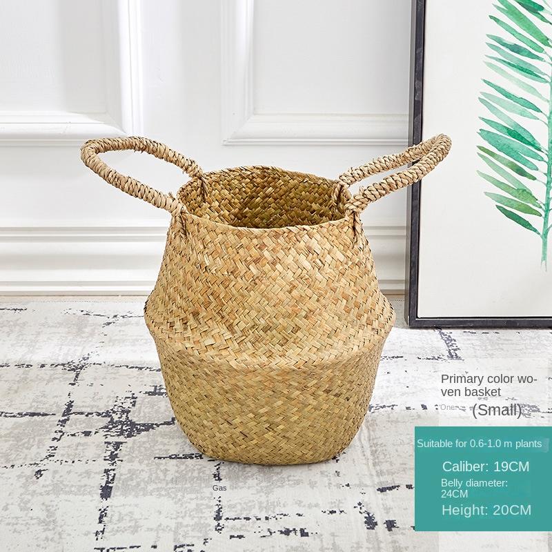 Hand-woven Nordic Grass Flower Basket Hand-woven Basket Home Living Room Flower Pot Decoration Rattan Basket