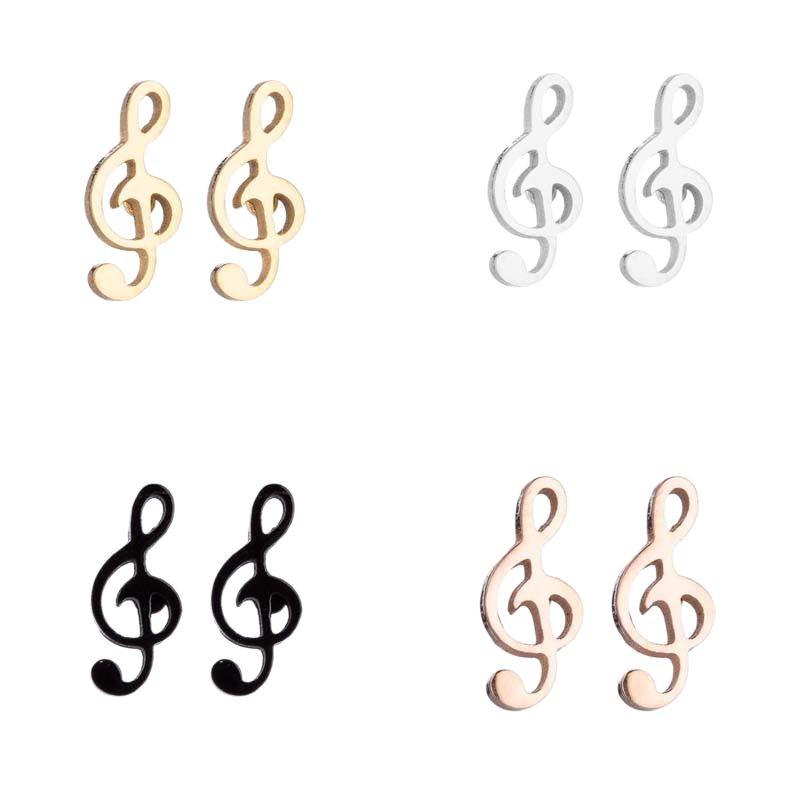 Music Symbol Hollow Stud Earrings - Minimalist Jewelry Accessories