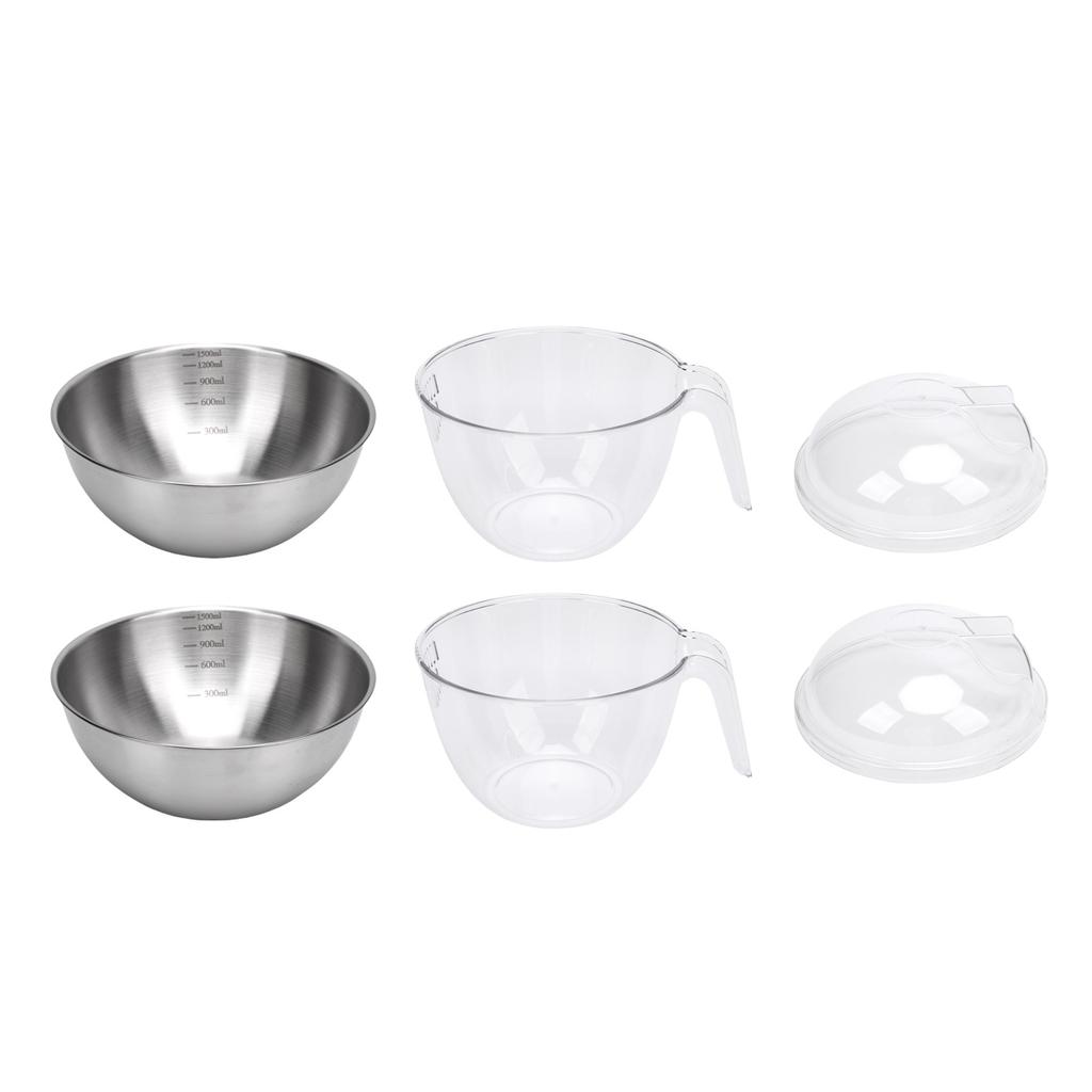 2pcs Iced Salad Bowl with PC Transparent Lid Stainless Steel Slanted Chilled Salad Bowl for Fruit Vegetable