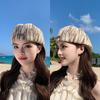 Summer hat female retro striped painter hat showing face small fashion versatile forward hat high sense duck tongue beret