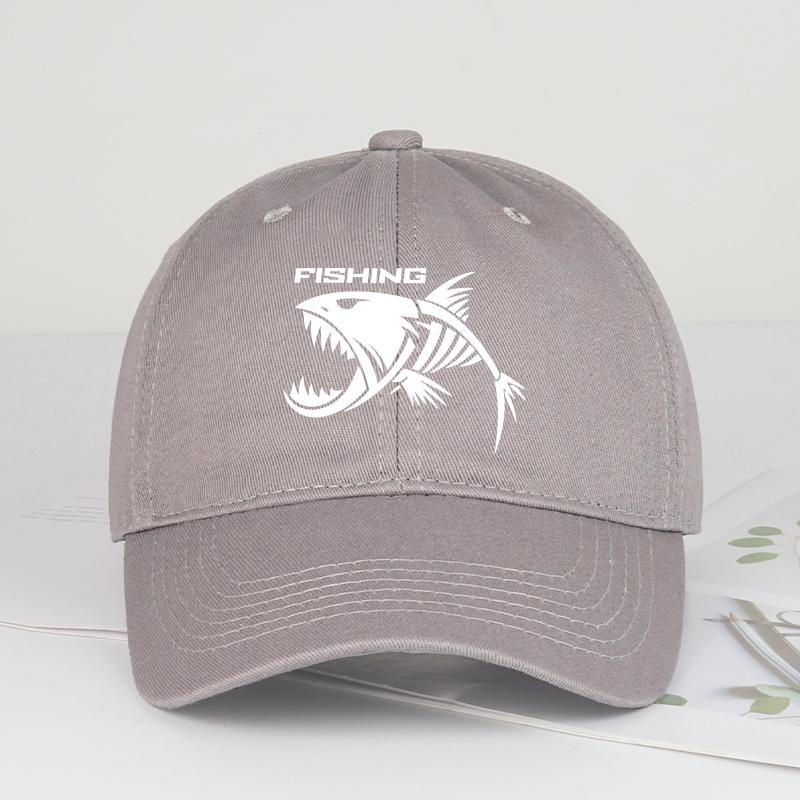 Outdoor Fishing Skeleton Fish Printed Baseball Cap Adjustable Sunshade Casual Daily Wear Breathable Hat For Unisex Anglers