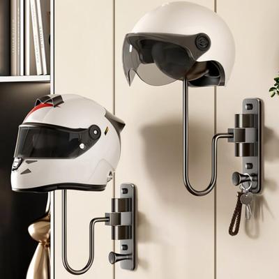 Wall Mount Motorcycle Helmet Rack 180 Degrees Rotation Heavy Duty Motorbike Bicycle Sports Helmet Display Holder Storage Hanger Stand