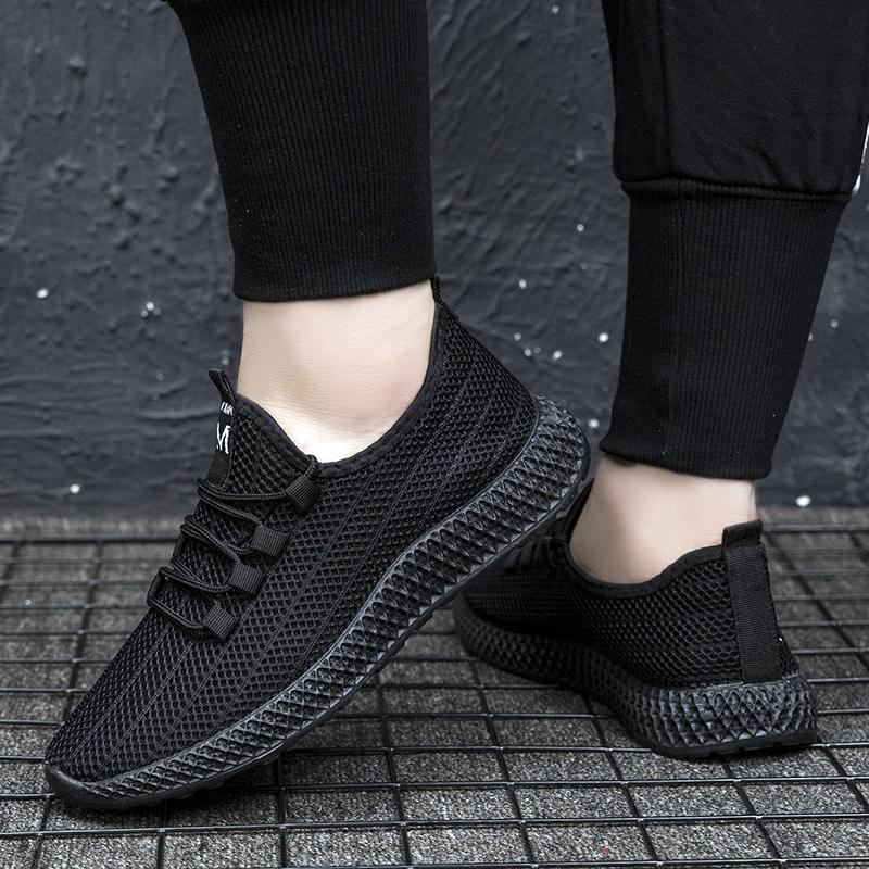 Fashion New Summer Men's Shoes Mesh Sneakers Fashion Flying Woven Running Shoes Trendy Black Casual Ultra-Soft Ultra-Light Mesh Shoes