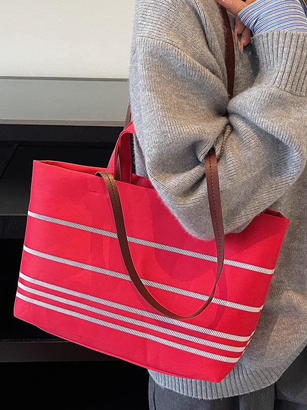 Women's Striped Canvas Shoulder Bag - 2025 Fashion Style, Original Design, Casual Crossbody Handbag