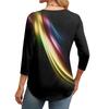 Omen's Fashionable Round Neck 3/4 Sleeve Printed Casual Basic Pleated Pullover T-shirt Top