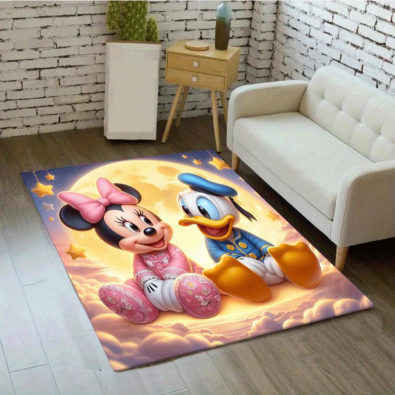 1pc Cute Minnie Donald Duck Pattern Area Rug Soft Flannel Floor Mat for Living Room, Office, Bedroom, Outdoor and Camping, Sofa Coffee Table