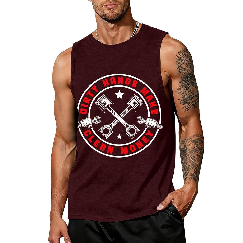 Men Sleeveless Tank Top Casual Muscle Shirt Labor Day Graphic Print Cotton Blend Lightweight Workout Gym Apparel