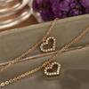 C137 New Simple Elegant Necklace for Women Gold Inlaid with Rhinestones Heart Double Layer Necklace