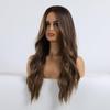 Long Brown Ombre Synthetic HairTypeWigs for Women Hair Wavy Middle Part Female Cosplay Party Daily UseHeat Resistant