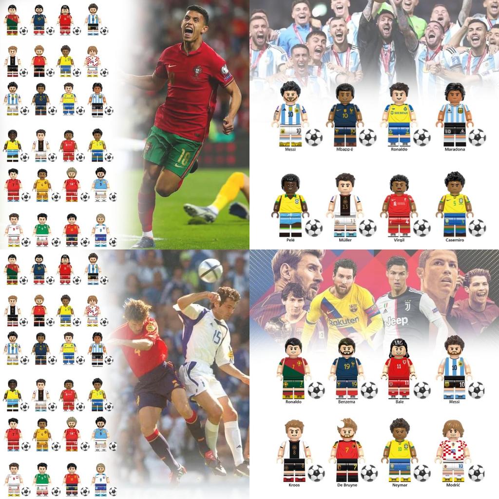 Colorful Football Star Wooden Minifigure Building Blocks Set For Kids With 50-100 Pieces
