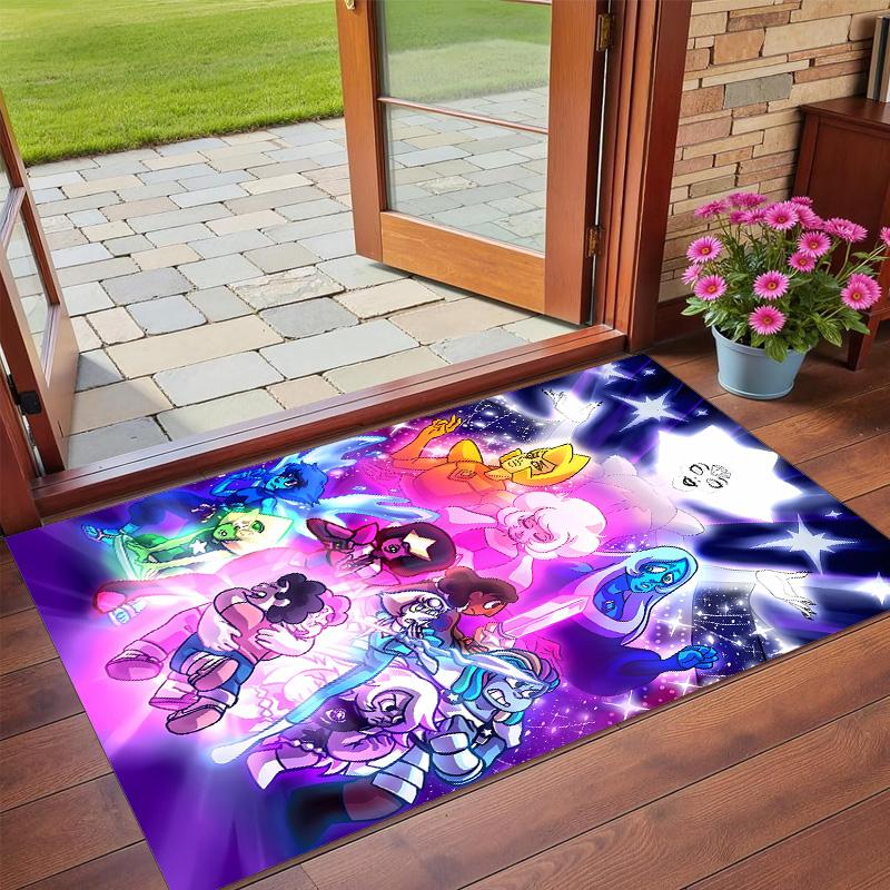 Anti‑Slip Crystal Velvet Floor Rug, Steven Universe Design Carpet for Indoor Living Bedroom Home Decoration