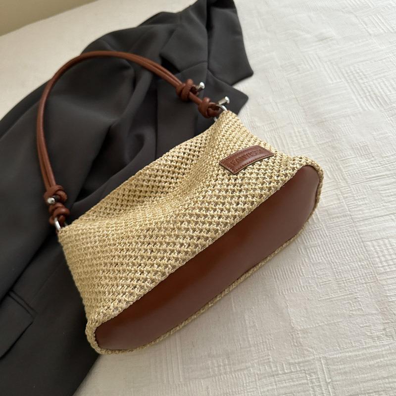Hand Carry Casual Versatile Woven Bag Women, Summer New Fashionable Simple Straw Bag Trendy Shoulder Bag
