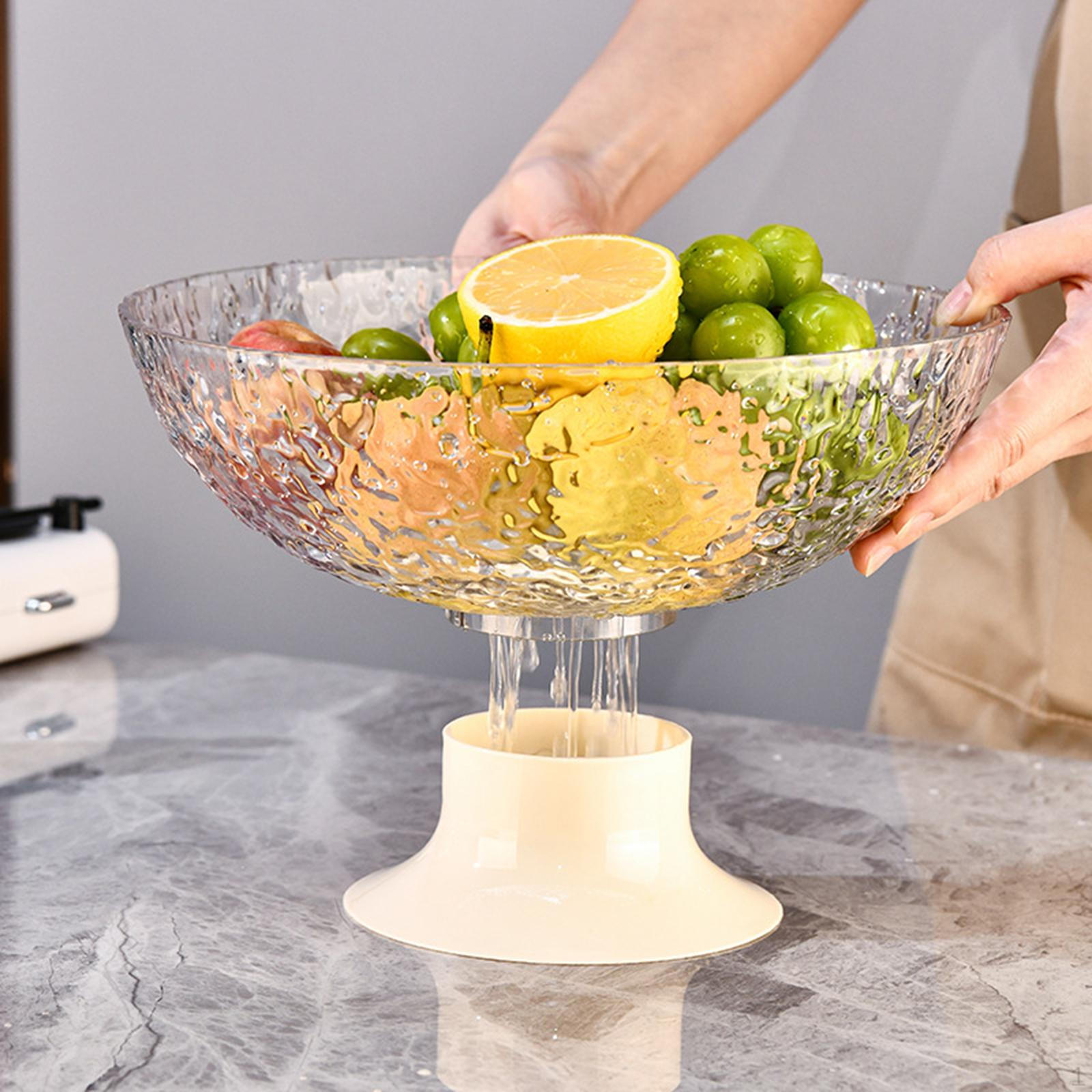 Footed Fruit Bowl Dessert Display Stand with Draining Holes Base Tray Snacks Basket for