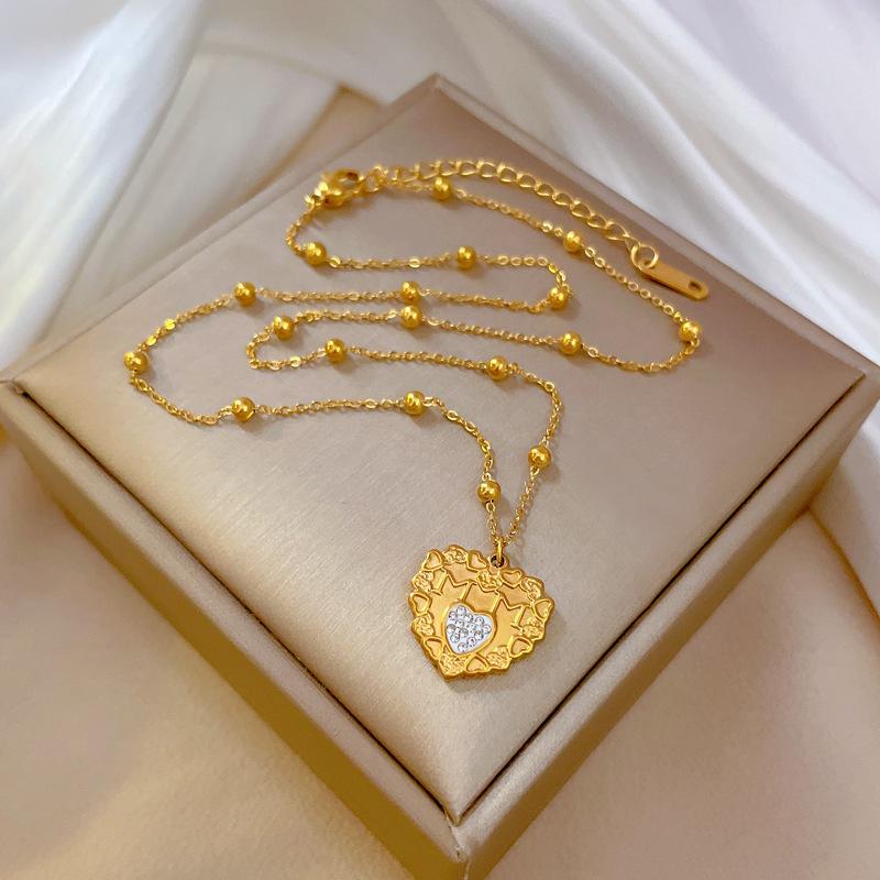 Ancient Style Love Personality Minimalist Wind Furnace Real Gold Necklace Female Collarbone Chain