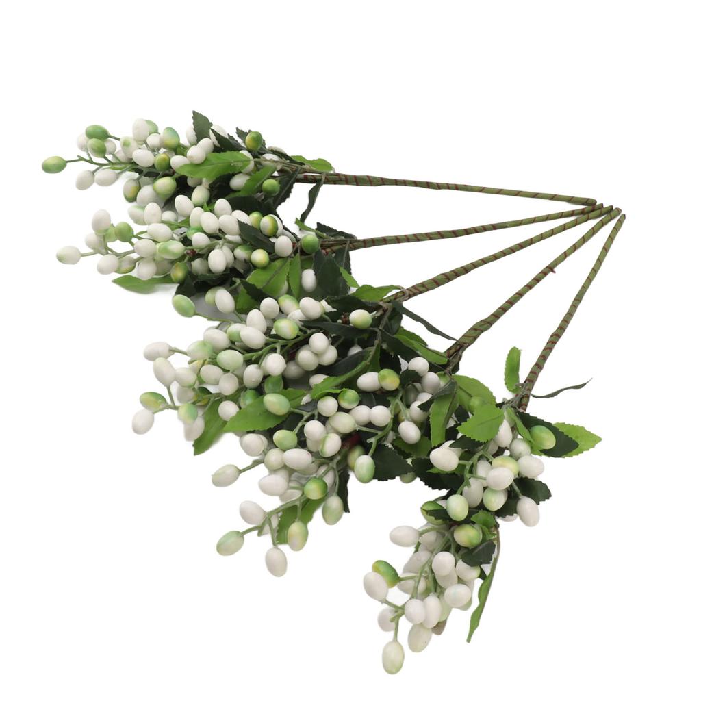 5PCS Artificial Berries Artificial Pip Berry Stems Decoration for Living Room Office White