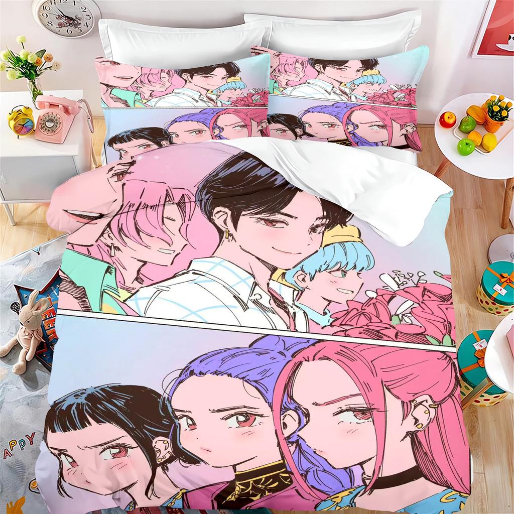 k-pop Anime Home Bedroom Comforte Nordic polyester material suitable for children and adults 3-piece set