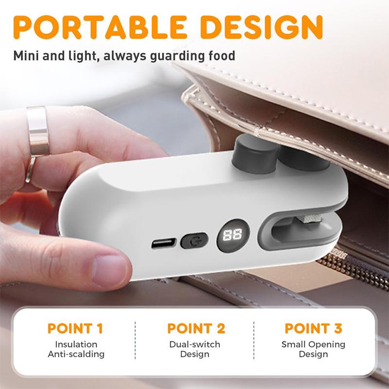 Mini Bag Sealer With Cutter And Magnet, 2025 Upgraded 2 In 1 Mini Bag Sealer, Handheld Type-C Rechargeable Bag Sealer белый