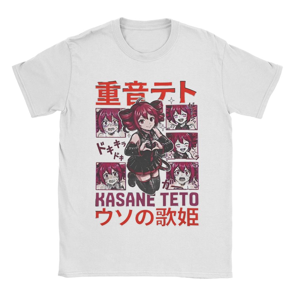 Unisex Unisexs Kasane Teto Cartoon Anime T-Shirt Virtuelle Idole 100% Baumwolle Oberteile Einzigartig Kurzarm Rundhals T-Shirts Geschenk T-Shirt