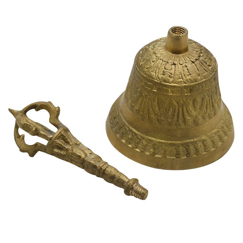 100% Messing Handarbeit Große Gravierte Handglocke Erzeugt Lauten und Klaren Klang Schule Meditation Kirche Bronze Glocke Kreatives Geschenk