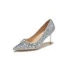Sequined pearl applique stiletto high heels wedding shoes banquet dress comfortable and high-end women's shoes
