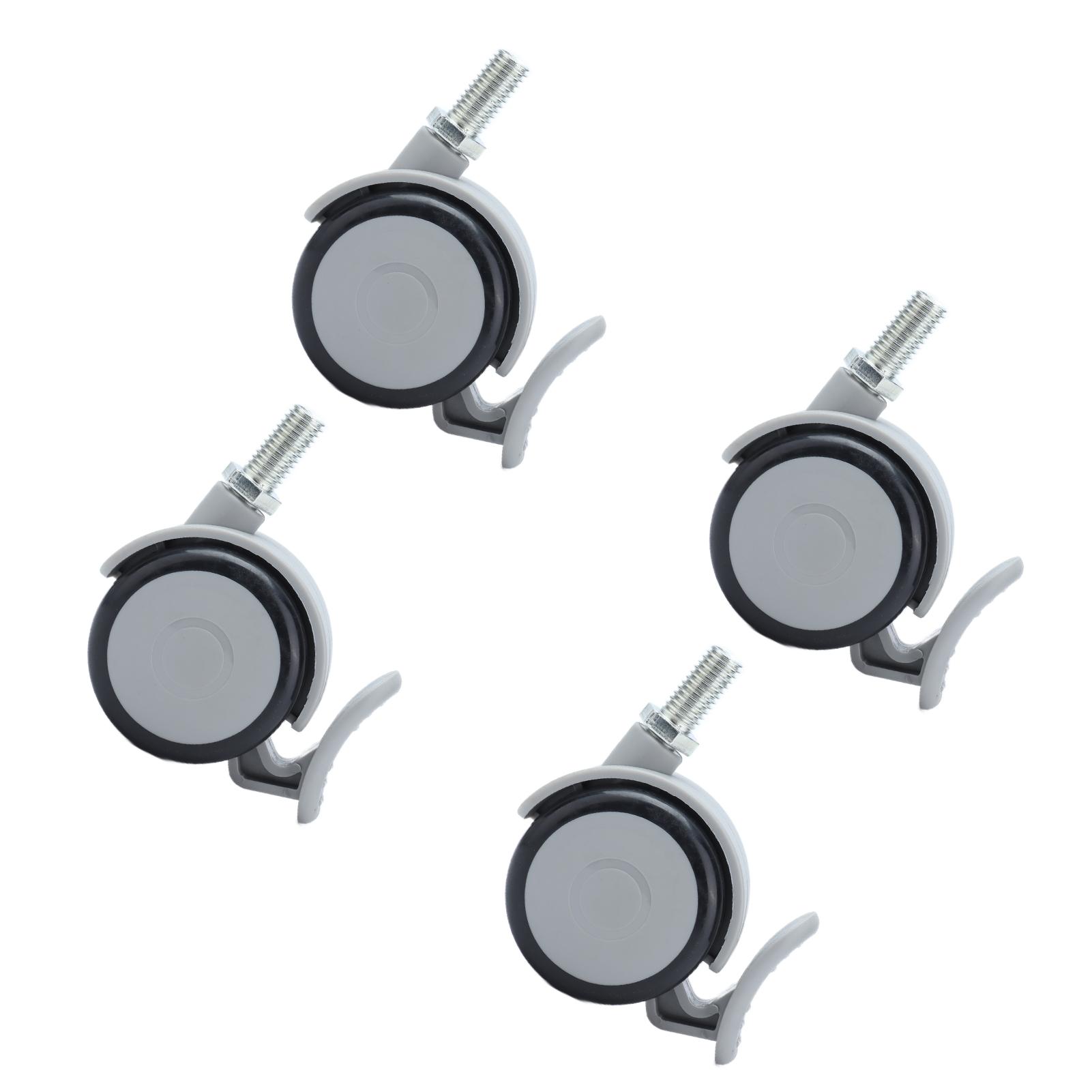 

4 шт. Роликовые резиновые колеса с тормозом со стержнем с резьбой M10, Поворотные мебельные аксессуары 2 дюйма