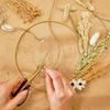 Fresh 12In Metal Floral Hoop Centerpiece Ribbon Wood Stands Fit For Table Decoration Metal+Wood Wall Hanging 5PCS