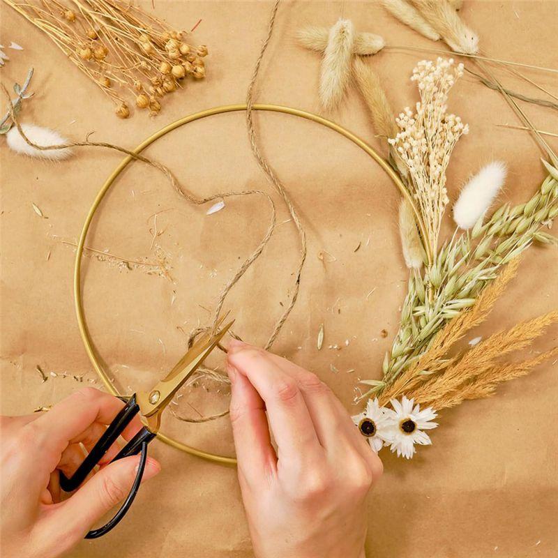 Fresh 12In Metal Floral Hoop Centerpiece Ribbon Wood Stands Fit For Table Decoration Metal+Wood Wall Hanging 5PCS