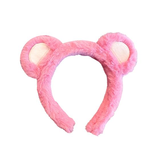 

Hair Hoop Non-slip Ultra Soft Cosplay Headdress Plush Bear Ears Plush Headband Hair Accessories рожевий