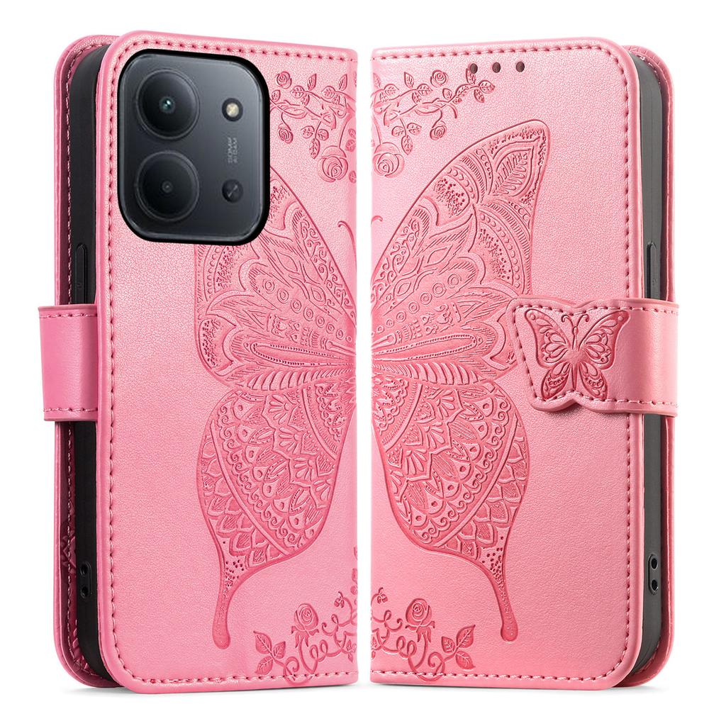Phone Case For Xiaomi Poco C85 4G (173mm) / Redmi 15C 4G (EU) (173mm) / 15C 5G (EU) (173mm) with Strap Butterfly Pattern PU Leather Wallet Phone Cover