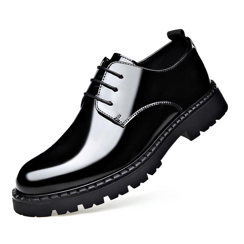 Men s Trendy Derby Shoes - Genuine Leather, Round Toe, Thick Sole, Breathable, Comfortable, Lace-up Business Footwear 41 чёрный