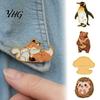 Cartoon Animal Badge Enamel Brooch Pin, Bear Penguin Fox Dog Hedgehog Badge, Decorative Men Women Alloy Pin for Coats Sweaters Scarves
