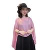 Summer Shawl V-Neck Buttons Placket Lightweight Sun Protection Versatile Beach Shawl Solid Color Vacation Sunscreen Shawl