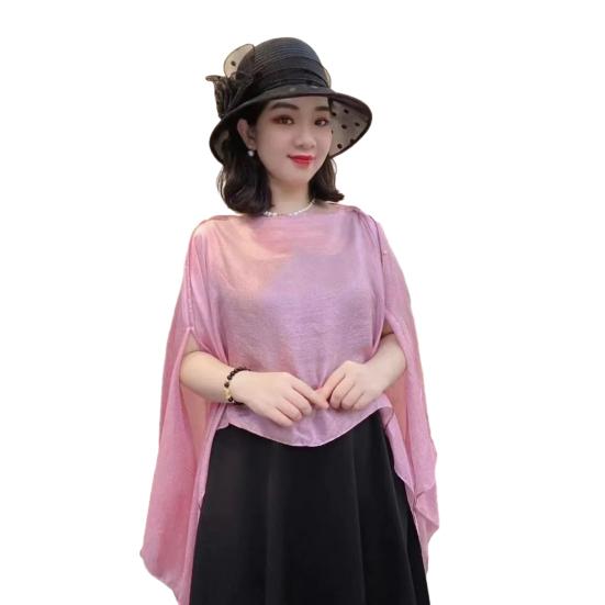 Summer Shawl V-Neck Buttons Placket Lightweight Sun Protection Versatile Beach Shawl Solid Color Vacation Sunscreen Shawl
