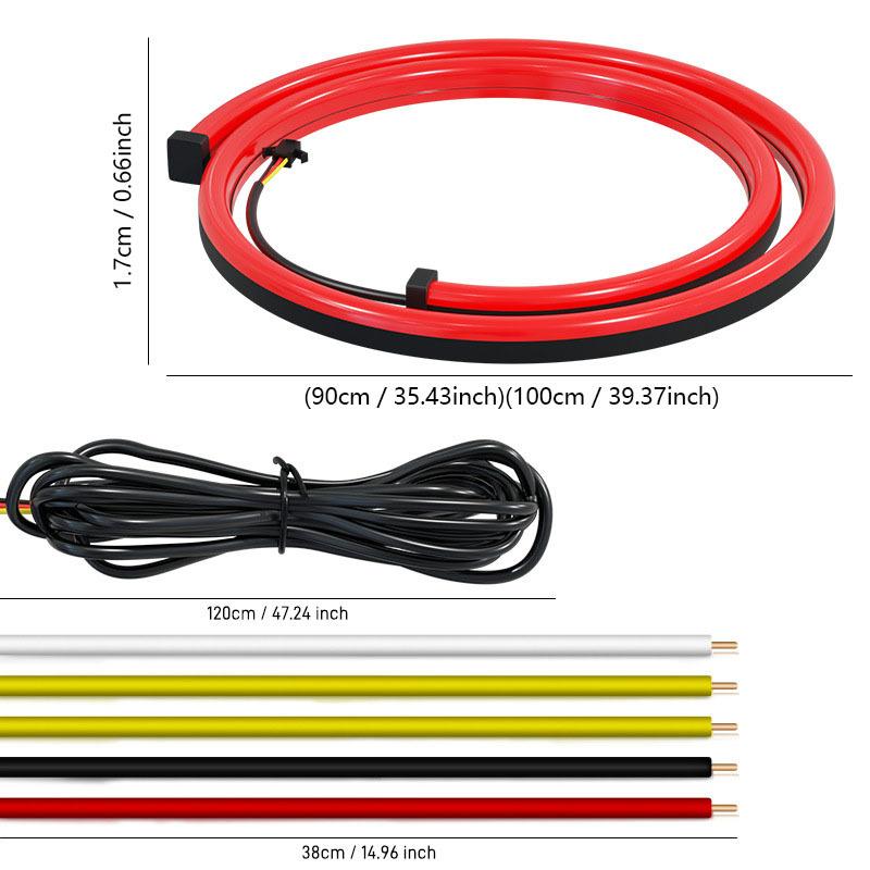 Car High Position Brake Lights Multi-mode Warning Tail Lamp Turn Signal LED Strips Auto High Mount Brake Stop Lights 90/100CM
