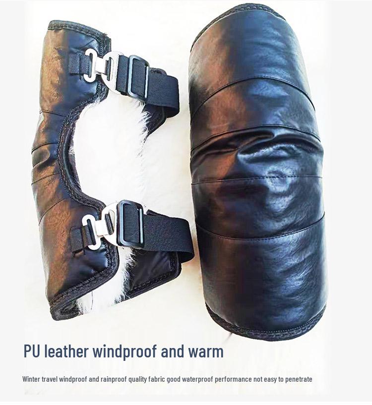 Extended Sheepskin Wool Leg Warmers - Windproof and Thickened Knee Pads for Winter Cycling & Cold Protection