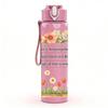 1PC Wild Meadow Flower Quote Pattern 750ml Color Plastic Sports Water Bottle Leakproof Flip Straw Lid Suitable for Sports Office Home Use