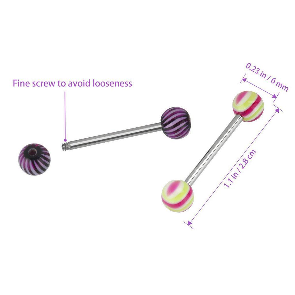 Mixed Color Acrylic and Stainless Steel Eyebrow & Tongue Piercing Set