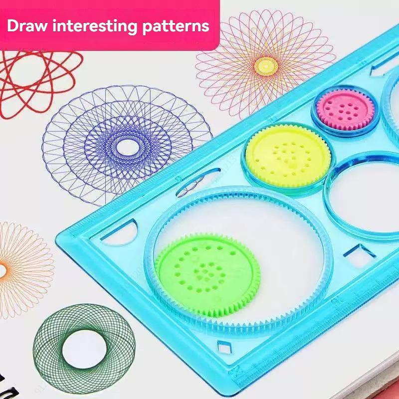 1PC Children Drawing Toys Spirograph Ruler Multifunctional Magic Set Ruler Versatile Gauge Curve Gear Painting Ruler for Kid TMZ