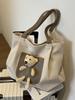 Women's Large Cute Bear Canvas Tote - Versatile Shoulder Bag for College & Commute
