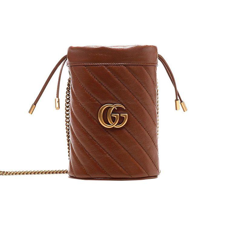 

Gucci GG Marmont Drawstring Closure Chain Strap Bucket Bag Women Shoulder Bag Dark-Brown 575163-0OLFT-2535 Basic Set (Bag+Dust Bag)