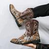 Hot Selling Pointed Dress Shoes Europe America Retro Brown Men's Business Dress Shoes Leopard Print Winter Ankle Boots for Men’s
