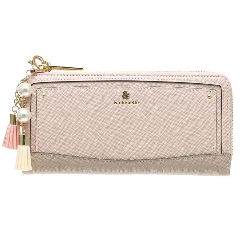 [ONLYOU] Andschouette Chouette L-Form runder Verschluss goldenes Logo lange Geldbörse Geldbörse Damen Erwachsene Mädchen süß modische Geschenkverpackung Samantha (Rosa)